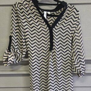 Tacera Women's Tunic Black & White Size Small